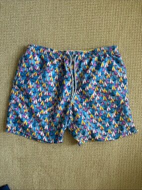 Michaels Bright Blue Sailboat Print Swim Trunks